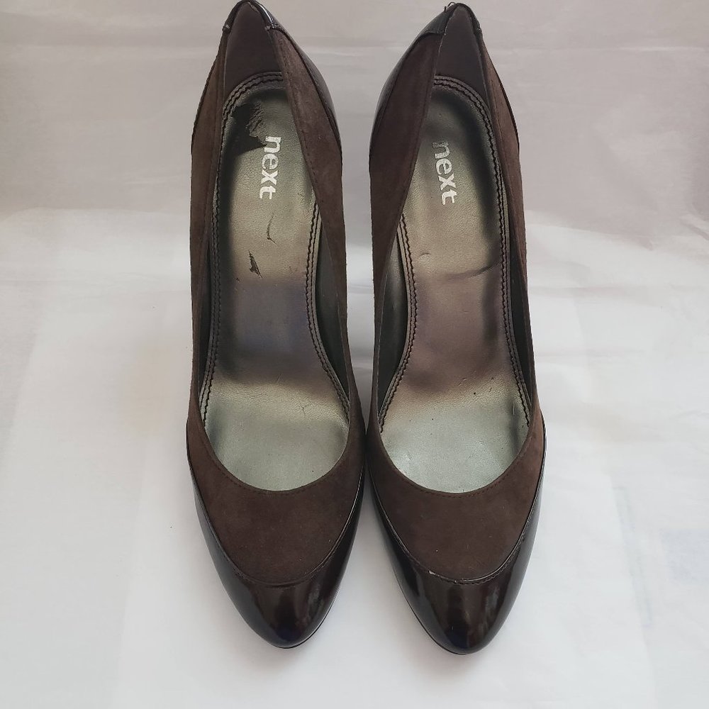 NEXT Two Tone brown High Heel Pumps Women's Size 7.5 M Leather Upper 4" Heel